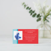 赤青の医療用下駄の制服 名刺 (スタンド正面)