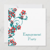 赤青の婚約のパ結婚ーソナライズ 招待状 (正面)