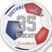 赤青の子供たち10代のカスタムサッカーチームの色 シール (正面)