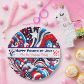 赤青の愛国心パーソナライズされた ペーパープレート (パーティー)