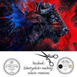 赤青の愛国的なバッファローのデコパージュ 薄葉紙