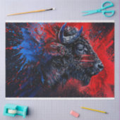 赤青の愛国的なバッファローのデコパージュ 薄葉紙 (クラフト)