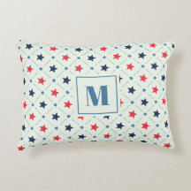 赤青の星黒線の幾何学模様モノグラム