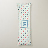 赤青の星黒線の幾何学模様モノグラム ボディピロー (裏面 (縦))