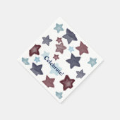 赤青の水彩星 スタンダードカクテルナプキン (角)