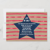 赤青の水色のスターストライプズ4th 7月クラフト 招待状 (正面)