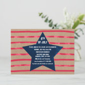 赤青の水色のスターストライプズ4th 7月クラフト 招待状 (スタンド正面)