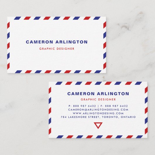 赤青の航空郵便封筒の名刺 名刺 (正面/裏面)