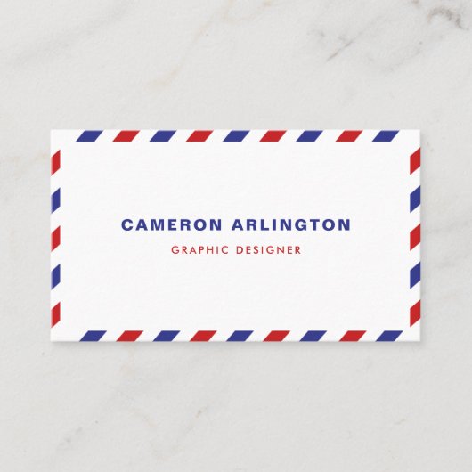 赤青の航空郵便封筒の名刺 名刺 (正面)