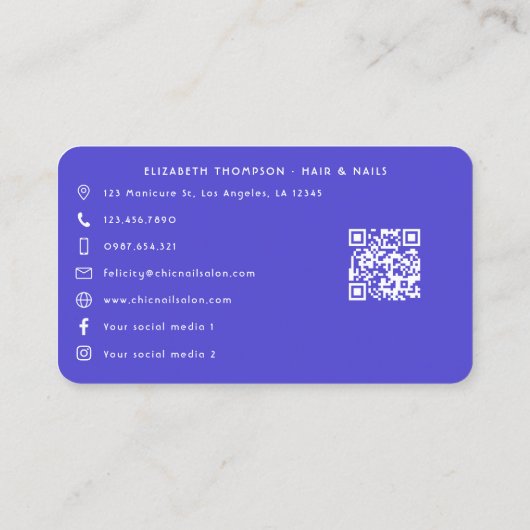 赤青はっきりしたアフリカ系アメリカネイルサロン 名刺 (裏面)