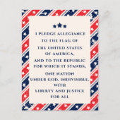 赤青アメリカ国旗の忠誠の誓い ポストカード (正面)