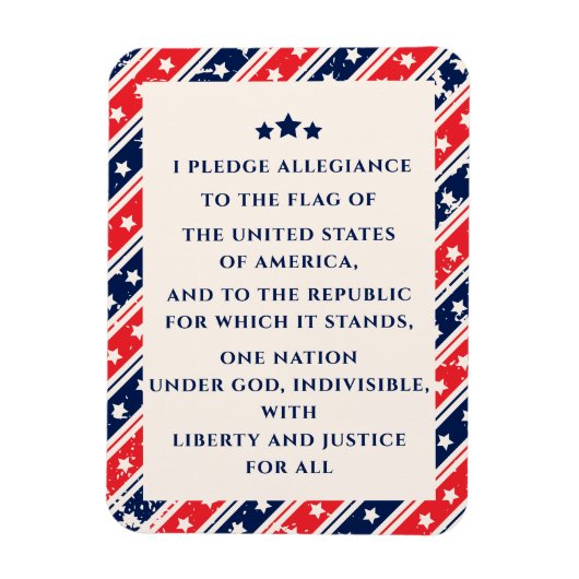 赤青アメリカ国旗の忠誠の誓い マグネット (縦)