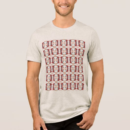 赤青オレンジ地中海の南西部の小タイル トライブレンドTシャツ (正面)