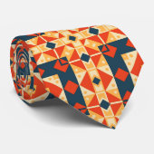 赤青オレンジ幾何学的モロッコヒスパニックモザイク ネクタイ (ロール)