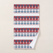 赤青オーナメント バスタオルセット (ハンドタオル)