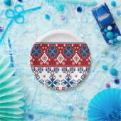 赤青オーナメント ペーパープレート (パーティー)