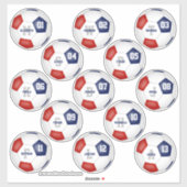 赤青サッカーチームが13人の選手をカラーにする シール (シート)