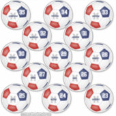 赤青サッカーチームが13人の選手をカラーにする シール (正面)