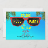 赤青サマーシェードサングラス ビーチ プールパーティー 招待状 (正面)