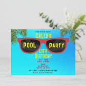 赤青サマーレンズのサングラス ビーチ プールパーティー 招待状 (スタンド正面)