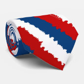 赤青ストライプの白 ネクタイ (ロール)