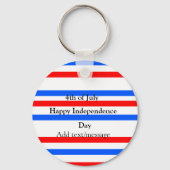 赤青ストライプ色の自立日7月4日 キーホルダー (裏面)