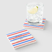 赤青ストライプ色の自立日7月4日 ストーンコースター (横)