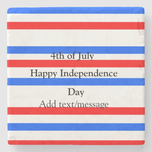 赤青ストライプ色の自立日7月4日 ストーンコースター (正面)