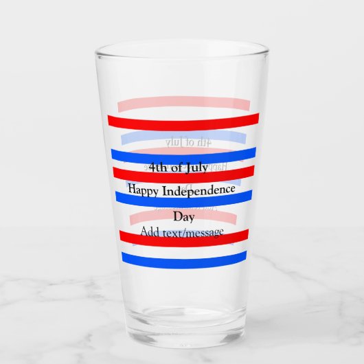 赤青ストライプ色の自立日7月4日 タンブラーグラス (正面)