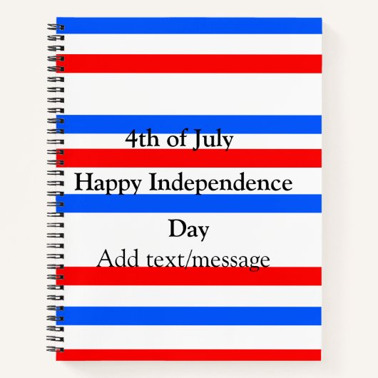 赤青ストライプ色の自立日7月4日 ノートブック (正面)