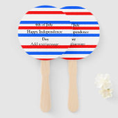 赤青ストライプ色の自立日7月4日 ハンドファン (正面&裏面)