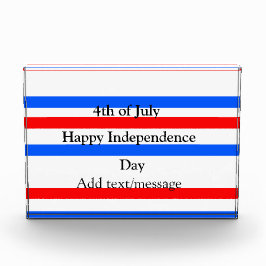 赤青ストライプ色の自立日7月4日 フォトブロック