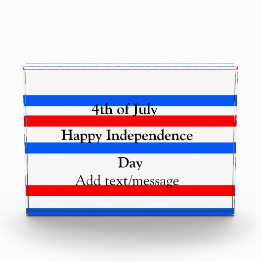 赤青ストライプ色の自立日7月4日 フォトブロック (正面)