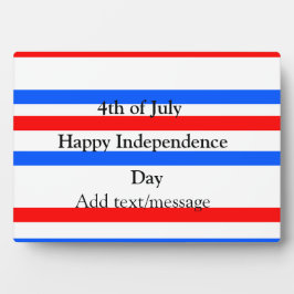 赤青ストライプ色の自立日7月4日 フォトプラーク