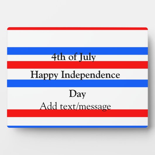赤青ストライプ色の自立日7月4日 フォトプラーク (正面)