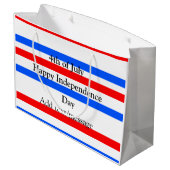 赤青ストライプ色の自立日7月4日 ラージペーパーバッグ (裏面アングル)