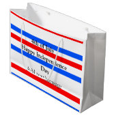 赤青ストライプ色の自立日7月4日 ラージペーパーバッグ (正面アングル)