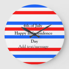 赤青ストライプ色の自立日7月4日 ラージ壁時計