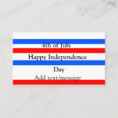 赤青ストライプ色の自立日7月4日 名刺 (裏面)