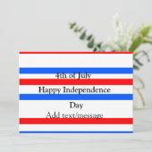 赤青ストライプ色の自立日7月4日 招待状 (スタンド正面)