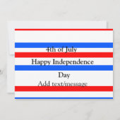 赤青ストライプ色の自立日7月4日 招待状 (裏面)