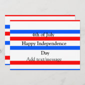 赤青ストライプ色の自立日7月4日 招待状 (正面/裏面)