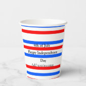 赤青ストライプ色の自立日7月4日 紙コップ (裏面)