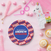 赤青パーソナライズされた卒業 ペーパープレート (パーティー)