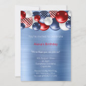 赤青ブラシ仕上げメタリック愛国気球 招待状 (正面)