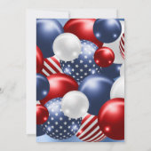 赤青ブラシ仕上げメタリック愛国気球 招待状 (裏面)