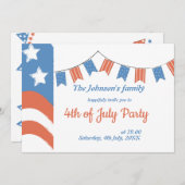 赤青モダン幸せな独立記念日愛国心 招待状 (正面/裏面)