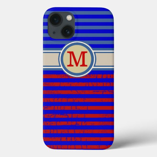 赤青モノグラムのストライプ色 Case-Mate iPhoneケース (裏面)