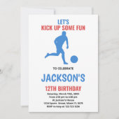 赤青ランニング サッカー 誕生日招待状 招待状 (正面)