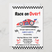 赤青レースカーでヴィンテージの年齢レース 招待状 (正面)